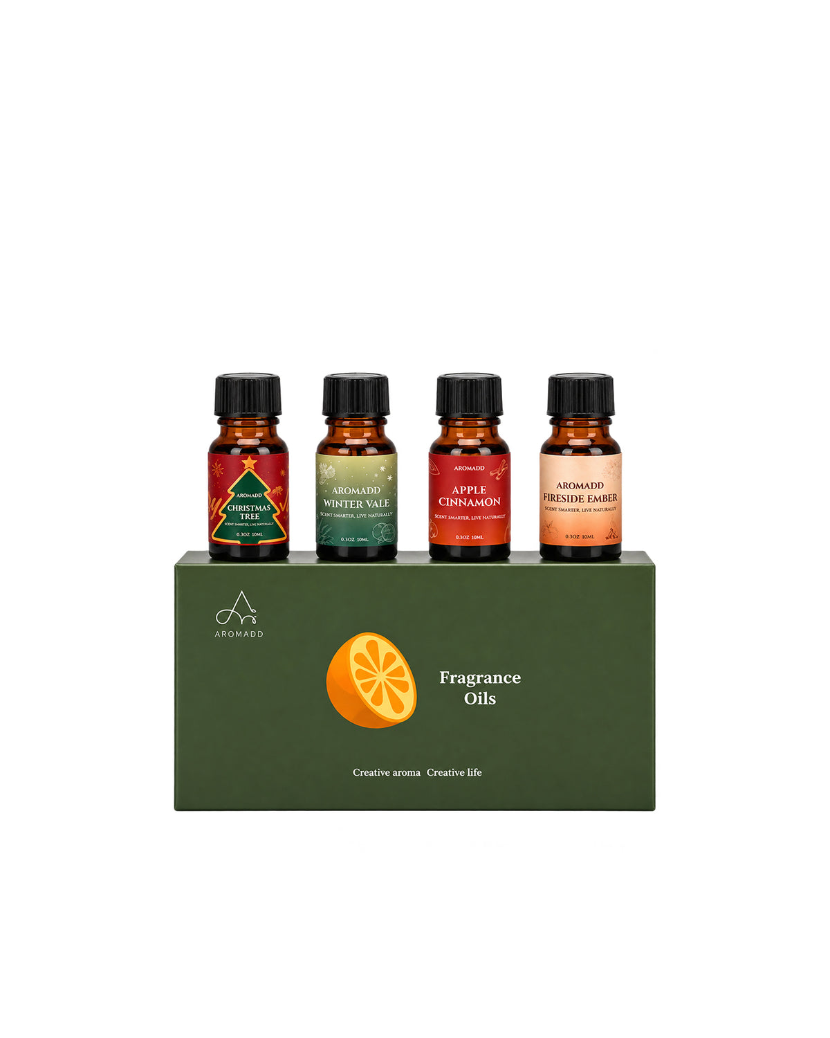 【Pre-sale】Christmas Fragrance Oil Set:Fireside Ember,Winter Vale,Apple Cinnamon & Christmas Tree – 4 x 10ml