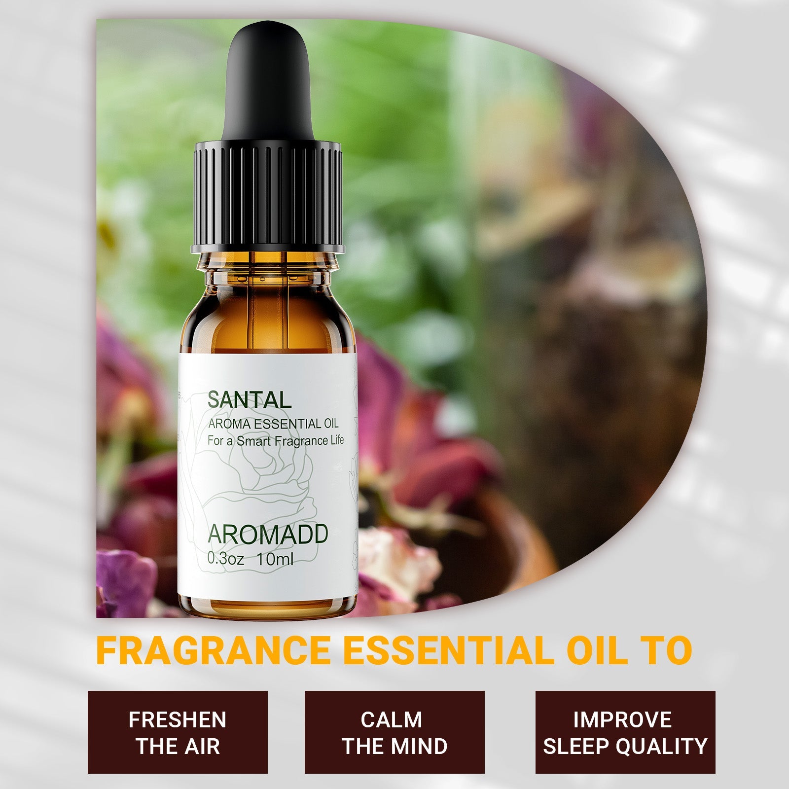 100% Pure Santal Essential Oil - 0.3 fl oz (10 mL) Glass Bottle - AromaddHome & Garden > Decor > Home Fragrances > Fragrance Oil