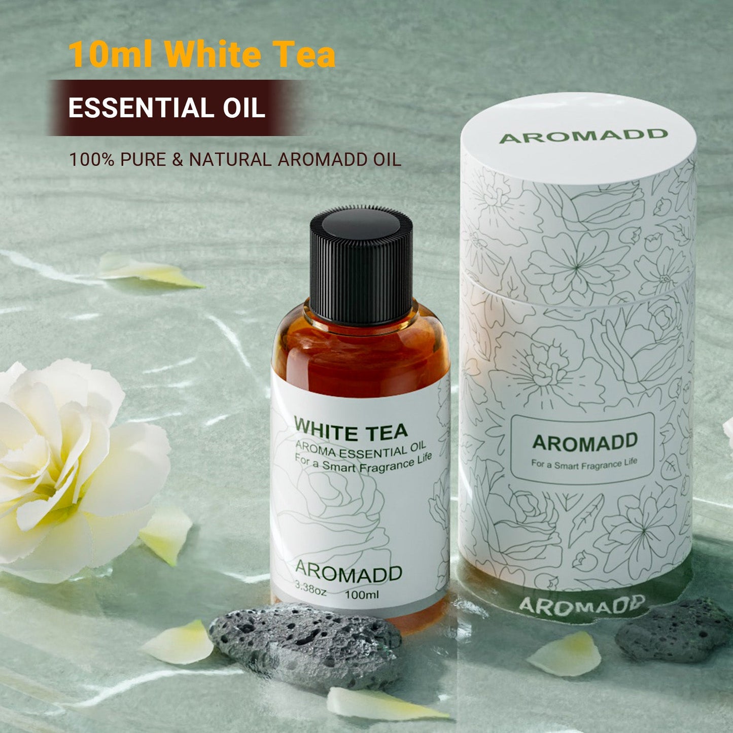 100% Pure White Tea Essential Oil - 3.4 fl oz (100 mL) Plastic Bottle - AromaddEssential oil