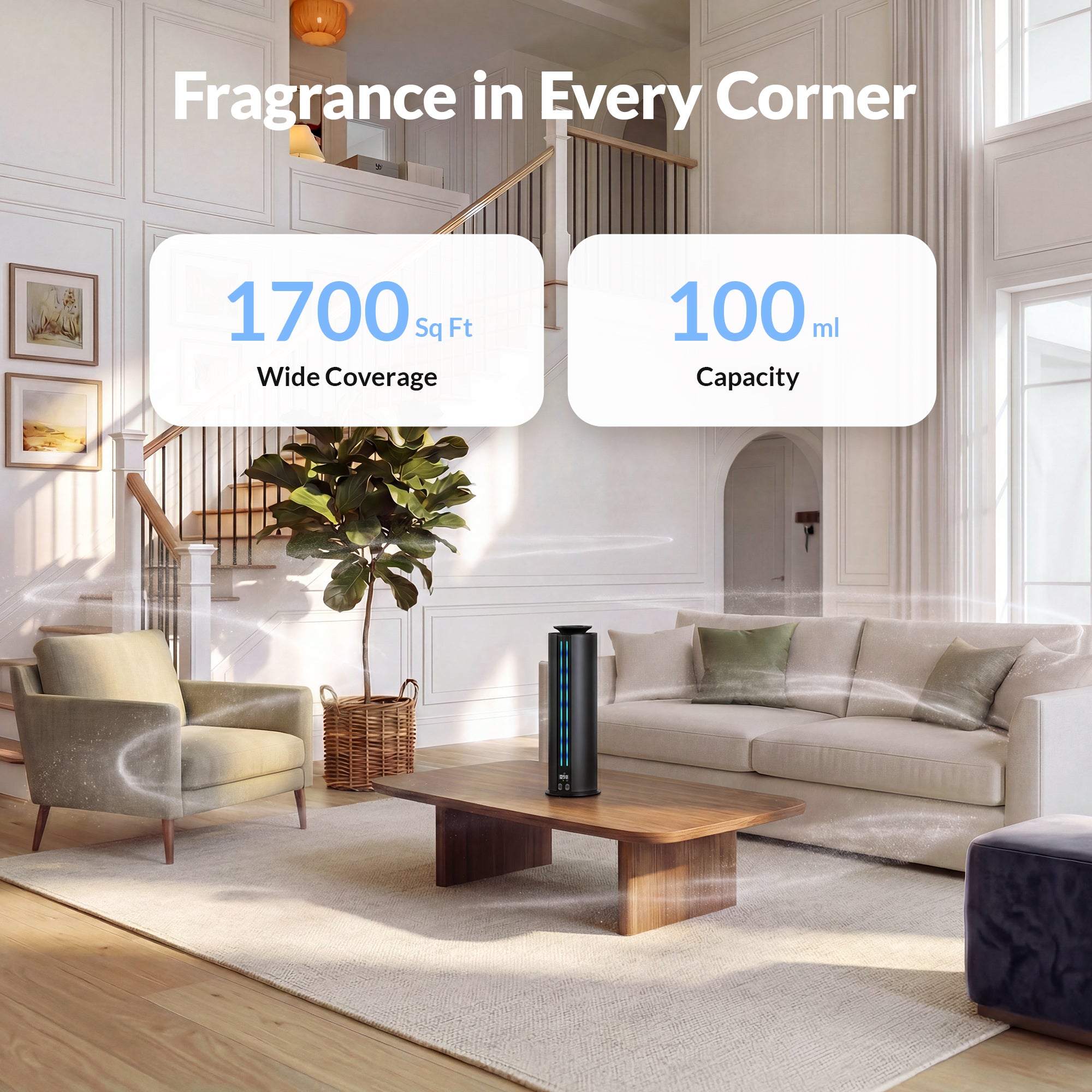 Aromadd 2026 Portable Waterless Diffuser, 1700 Sq Ft Hotel Collection Diffuser, 100ml Scent Air Machine for Home Cold Air Essential Oil Diffuser for Large Room (Titanium Gray)