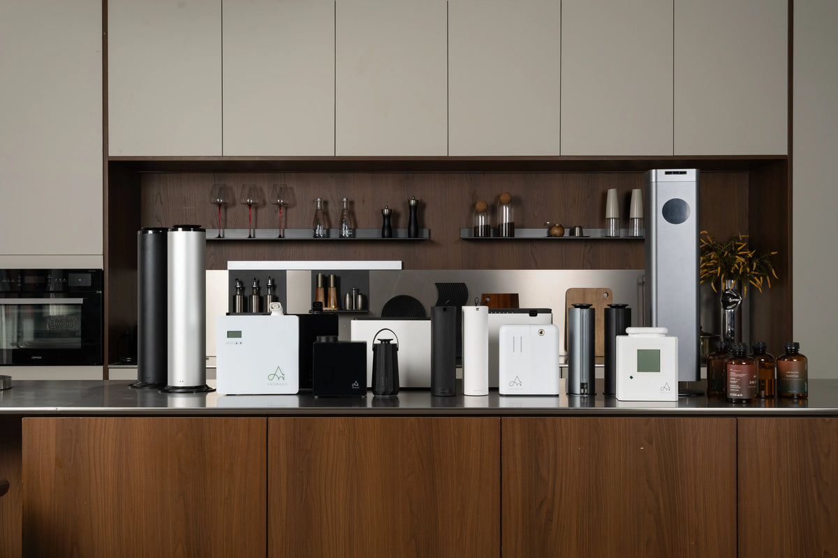Aromadd large room diffuser collection displayed in a modern interior