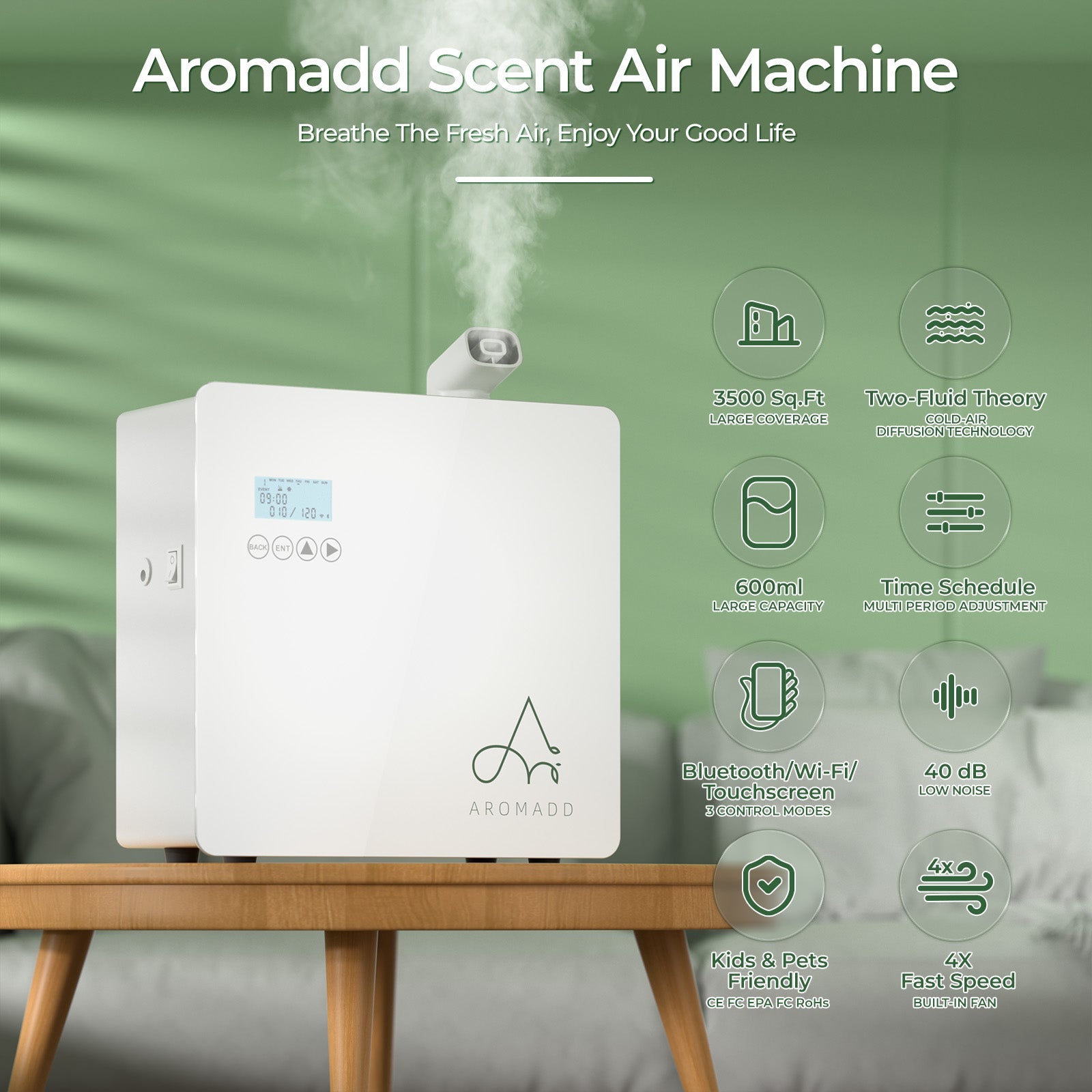 Smart Waterless Scent Diffuser for Home & Office – 3500 Sq Ft Coverage ...